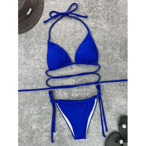 Maillot De Bain Deux Pièces Pour Femme, Bikini Brésilien, Col Licou, String,