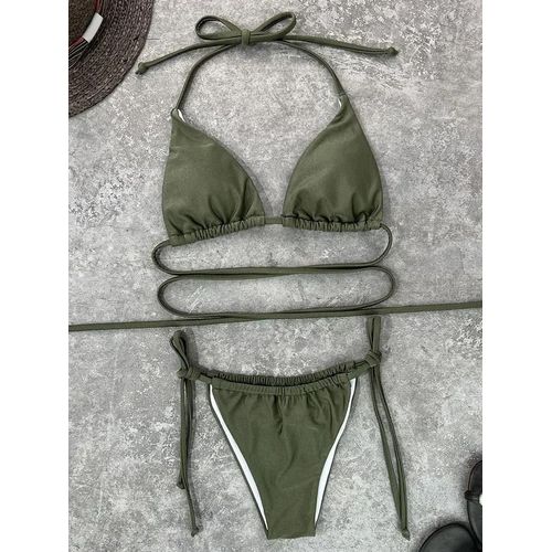 Maillot De Bain Deux Pièces Pour Femme, Bikini Brésilien, Col Licou, String,