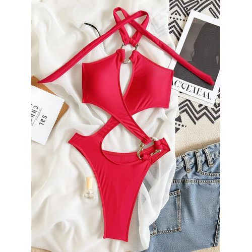 Maillot De Bain Une Pièce Sexy À Découpes Sur Le Ventre Et Dos Nu Pour Femme, String, Taille Haute, Monokini, Vêtements De Plage