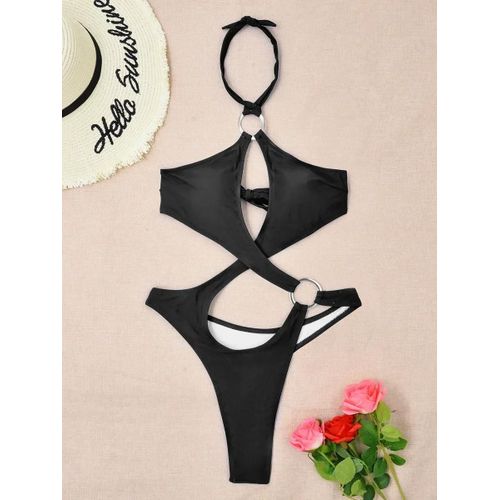 Maillot De Bain Une Pièce Sexy À Découpes Sur Le Ventre Et Dos Nu Pour Femme, String, Taille Haute, Monokini, Vêtements De Plage