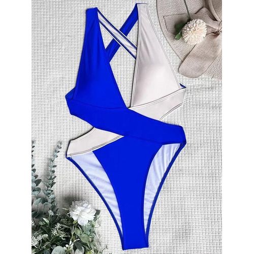 Maillots De Bain Une Pièce Froncés À Décolleté En V Profond Et Dos Nu Croisé Pour Femmes, Monokini Taille Haute
