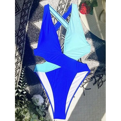 Maillots De Bain Une Pièce Froncés À Décolleté En V Profond Et Dos Nu Croisé Pour Femmes, Monokini Taille Haute