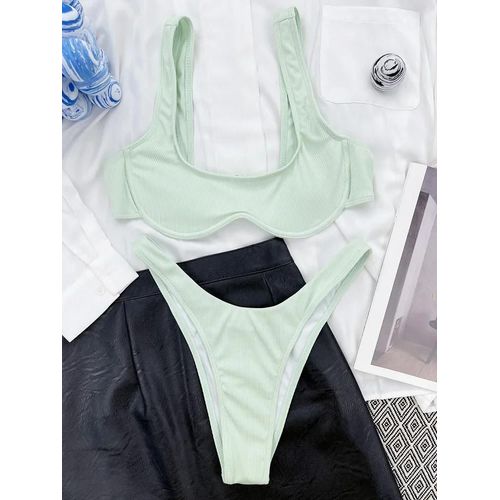 Maillot De Bain Deux Pièces Sexy À Armatures Et Barre En V Pour Femme, Bikini Triangle, String, Push-Up