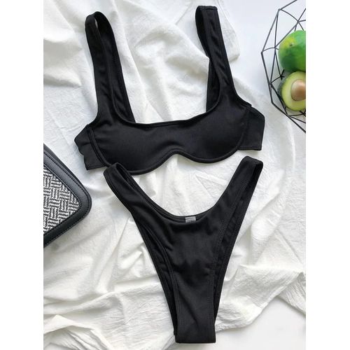 Maillot De Bain Deux Pièces Sexy À Armatures Et Barre En V Pour Femme, Bikini Triangle, String, Push-Up