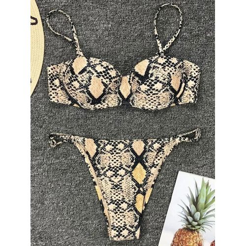 Maillot De Bain Deux Pièces À Armatures Et Soutien-Gorge En Peau De Serpent Pour Femme