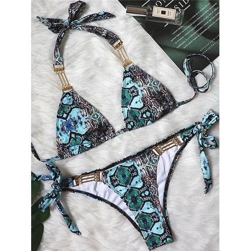 Maillot De Bain Deux Pièces Sexy À Dos Nu Et Peau De Serpent, Avec Chaînes Métalliques, Pour Femme, Modèle 2025