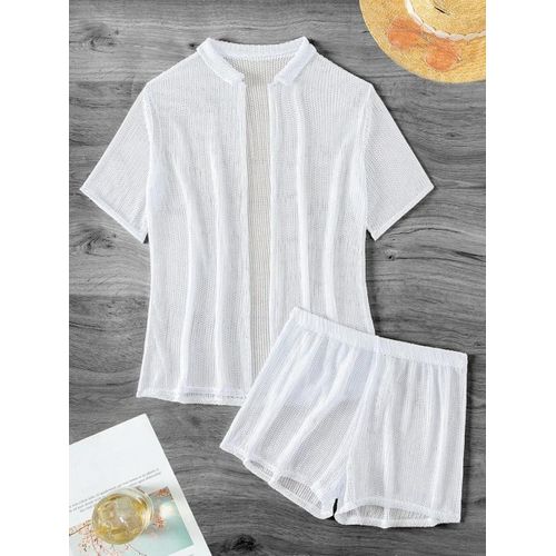 Short À Manches Courtes, Tunique Tricotée Au Crochet, Cache-Maillot De Plage, Robe De Plage, Vêtements De Plage, Maillot De Bain Pour Femme