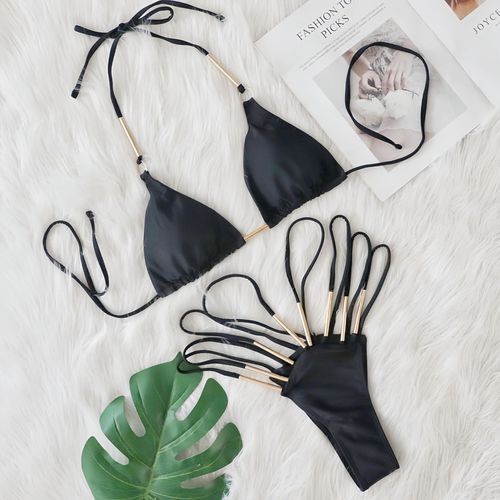 Maillot De Bain Deux Pièces Sexy Ajouré À Taille Haute Pour Femme, Ensemble Deux Pièces Brésilien