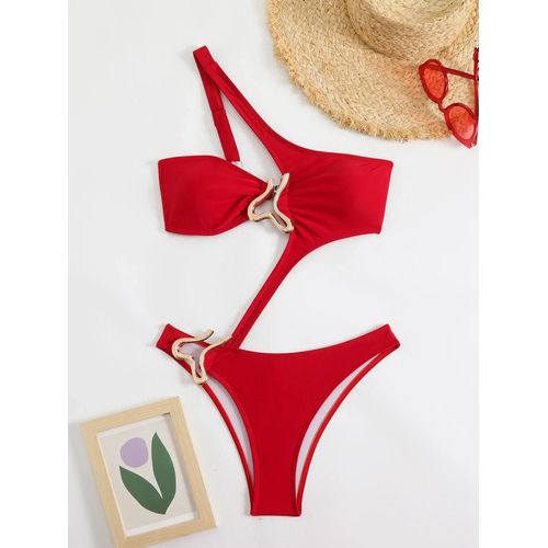 Maillot De Bain Une Pièce Asymétrique À Une Épaule, Monokini Découpé, Dos Nu, Pour Femme, Coupe Haute