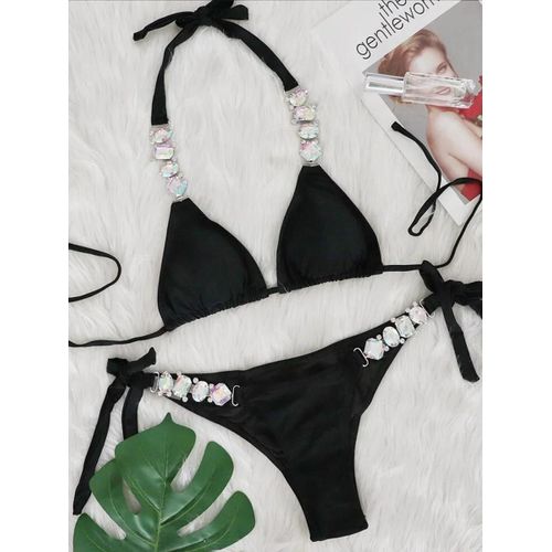 Maillot De Bain Deux Pièces Pour Femme, Bikini Brésilien, Strass Et Cristaux, 2025