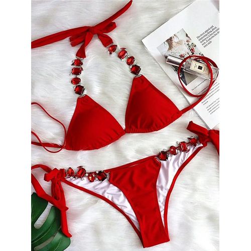 Maillot De Bain Deux Pièces Pour Femme, Bikini Brésilien, Strass Et Cristaux, 2025