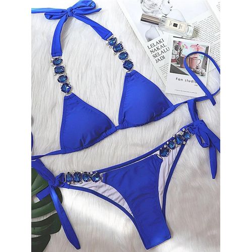 Maillot De Bain Deux Pièces Pour Femme, Bikini Brésilien, Strass Et Cristaux, 2025