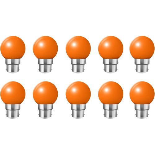 Kal-Lot De 10 2w Ampoule Led Culot B22 Globe G45, Couleur Led Lampe Pour L'éclairage Des Fêtes, Outdoor Patio Party Christmas,Orange