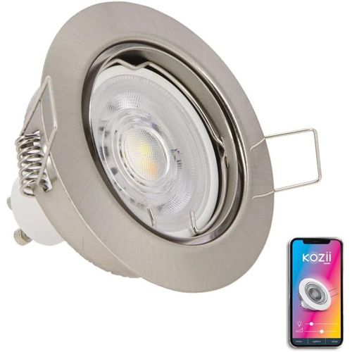 Kal-, Ampoule Led Connectée Gu10 Spot Encastrable 5w, Aluminium Brossé, Éclairage Blancs + Couleurs, Orientable, Idéale Pour Intérieur, Compatible Avec Smart Home