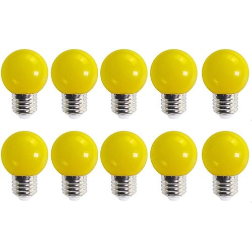 Kal-G45 E27 2w Ampoule Led Couleur, Lampe Étanche, Ampoule Multicolore Pour Festival, Carnaval, Jaune 10 Pièces
