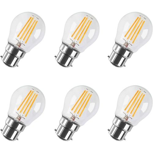 Kal-4w Ampoule Led Filament À Bayonnate G45 B22, 2700k Blanc Chaud, 400lm, Ampoule Vintage, Non-Dimmable, Lot De 6
