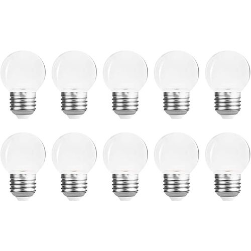 Kal-G45 E27 2w Ampoule Led Couleur, Lampe Étanche, Ampoule Multicolore Pour Festival, Carnaval, Transparent Blanc Froid 10 Pcs