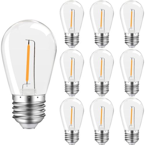 Kal-Ampoule S14 1w E27 Led,E27 Led Vintage Edison Ampoule,Lampe À Filament Led 1w,Ampoule Led E27,2200k Blanc Chaud, Non Dimmable, Pour Fête, Noël, Plastique, Lot De 10