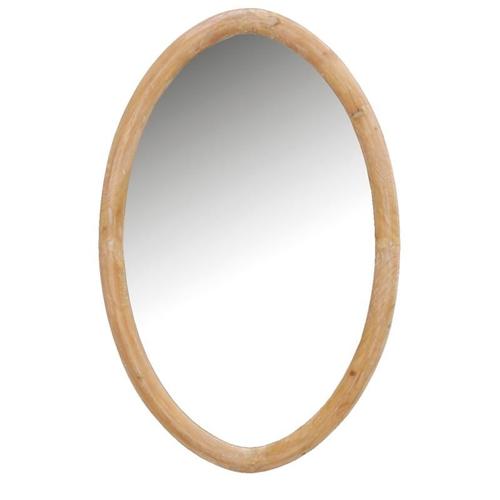 Miroir ovale en bois naturel