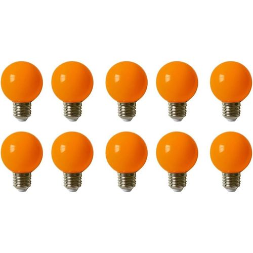 Kal-Lot De 10 E27 G60 Couleur Led 3w Ampoule Lampe 200 Lm Économie D'énergie Ampoules Couleur Adapté Pour L'éclairage Des Fêtes, Outdoor Patio Party Christmas,Orange