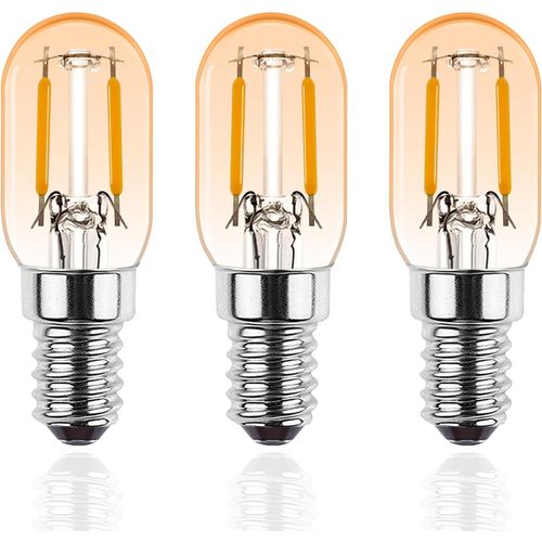 Kal-Ampoule E14 Led Blanc Chaud 1.5w,T22 E14 Vintage Edison Ampoule Remplacement 15w,2700k,150lm,Pour Réfrigérateur,Veilleuse,Lampe À Sel,Non Dimmable,Ambre,3 Pièces