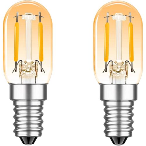 Kal-Ampoule E14 Led,Ampoule Frigo 1.5w,150lm,2700k Blanc Chaud,Remplace 15w,Pour Réfrigérateur Sel Lampe De Cuisinière Hotte Lustre Veilleuse,Ambre,Lot De 2