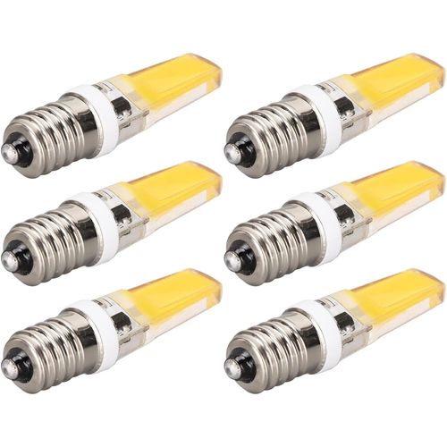 Kal-Led Filament Flamme Flamme Bougie Petite Vis Edison E14 6pcs E14 Cob Lampe Ampoule Mini 360 Degrés Éclairage Dissipateur De Chaleur Silicone Anti-Éblouissement Pour Lustre (Lumière Chaude)