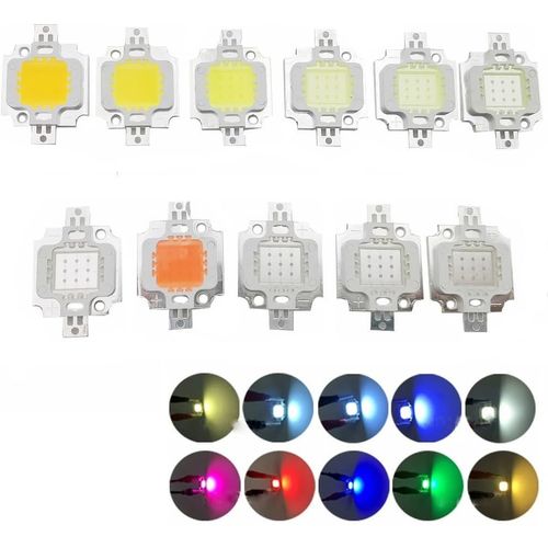 Kal-Lot De 2 Puces Led Haute Puissance Orange 10 W 600 Nm - 605 Nm 900 Ma Cc 9 V-11 V 10 W Smd Cob Lumière Émetteur Composants Diode 10 W Ampoule Perles Éclairage Diy