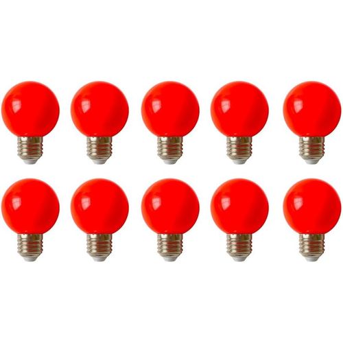 Kal-Lot De 10 E27 G60 Couleur Led 3w Ampoule Lampe 200 Lm Économie D'énergie Ampoules Couleur Adapté Pour L'éclairage Des Fêtes, Outdoor Patio Party Christmas,Rouge