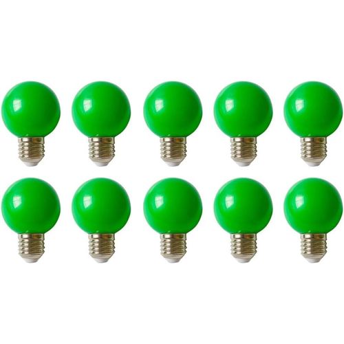 Kal-Lot De 10 E27 G60 Couleur Led 3w Ampoule Lampe 200 Lm Économie D'énergie Ampoules Couleur Adapté Pour L'éclairage Des Fêtes, Outdoor Patio Party Christmas,Vert