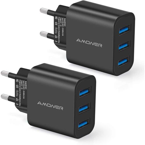 Kal-Chargeur Secteur Usb 3 Ports Universel Chargeur Mural (5v 3a Max) Adaptateur Usb Universel Pour Apple Ios, Android, Appareils Portable Windows Etc (Noir)