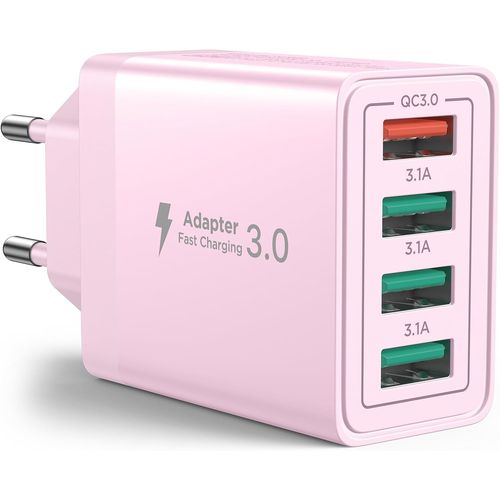 KAL-Chargeur Usb Multiple, 4-Port Prise Usb 40W Qc 3.0 Bloc Chargeur Rapide Pour Iphone Series, Samsung, Huawei, Xiaomi, Google, Telephone, Multiprise Usba Embout Adaptateur Multi Secteurusb Murale R