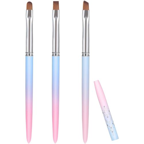 Kal-Pcs Ensemble De Pinceaux À Ongles, Pinceaux À Ongles Avec Tête Ronde, Coudée Et Plate Coloré Outils De Peinture Pour Stylo Pour La Conception De Nail Art Et Nettoyage Des Erreurs De Polissage 