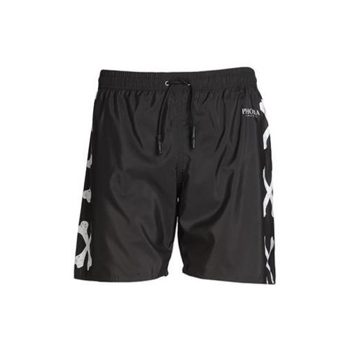 Phobia Archive - Black Swimwear With White Cross Bones - Mer Et Piscine - Shorts De Bain