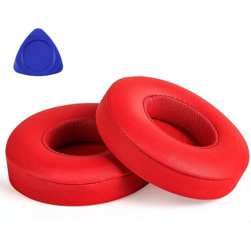 KAL-Paire Coussinets Compatible Casque Beats Solo 2 Solo 3 Wireless -Cuir De Protéine Et Mousse À Mémoire (Rouge)