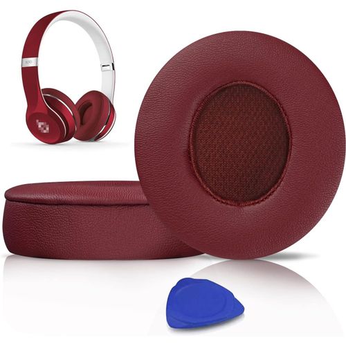 KAL-Coussinets D'Oreille, Oreillettes De Remplacement Pour Beats Solo 2 & Solo 3 Sans Fil Casque Supra-Auriculaire, Cache-Oreilles Couverts En Cuir Protéine, Supression De Bruit Mousse À Mémoire