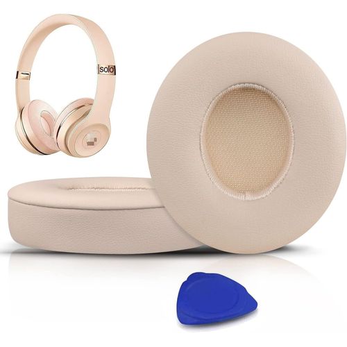 KAL-Coussinets D'Oreille, Oreillettes De Remplacement Pour Beats Solo 2 & Solo 3 Sans Fil Casque Supra-Auriculaire, Cache-Oreilles Couverts En Cuir Protéine, Supression De Bruit Mousse À Mémoire
