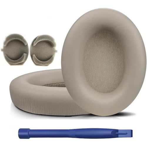KAL-Mousse Coussin Coussinets De Rechange Pour Casque Sony Wh-0Xm3 (Wh1000Xm3), Coussinets En Cuir Protéiné Plus Doux, Mousse À Mémoire De Forme, Épaisseur Ajoutée (Couleur Dorée)