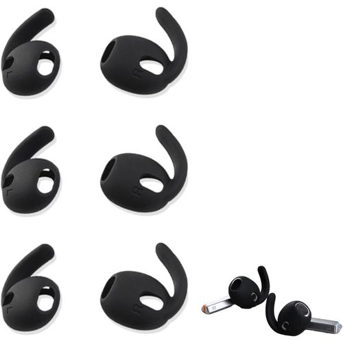 KAL-Paires D'Embouts En Silicone Pour Samsung Galaxy Buds3, Antidérapants D'Embouts De Rechange Avec Filet Anti-Poussière, Crochets D'Oreille De Rechange Pour Galaxy Buds 3 (Noir)
