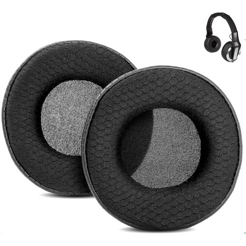 KAL-Respirant Coussinets De Rechange Compatibles Avec Pioneer Hdj500 Hdj 500 Hdj-0 Headphones Coussinets D'Oreille En Tissu Maillé/Cuir Protéiné Perforé Et Mousse À Mémoire De Forme