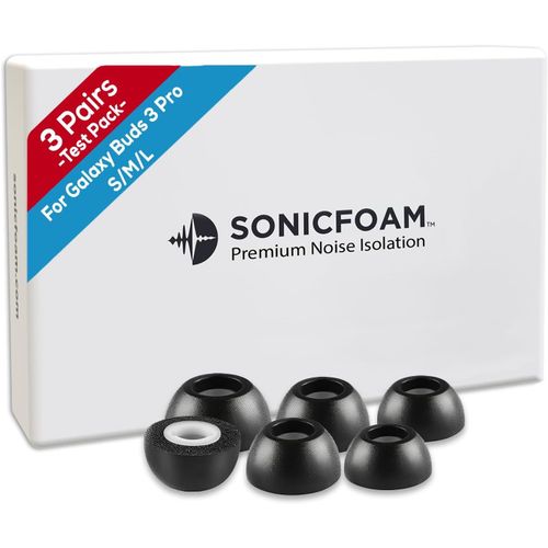 KAL-Lot De 3 Paires D'Embouts En Mousse À Mémoire De Forme -Isolation Acoustique De Qualité Supérieure -Embouts De Rechange En Mousse Pour Buds 3 Pro (Buds 3 Pro, S/M/L, Noir, Testeur)