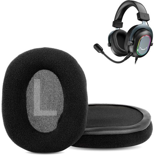 KAL-Tissu Doux Coussinets De Remplacement Compatible Avec Fifine H6 7.1 Surround Sound Gaming Headphones Black Coussinets D'Oreille (Tissu Doux/Mousse Haute Densité)
