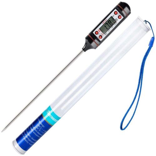 KAL-® Thermomètre De Cuisine Numérique Thermomètre Pour Viande À Lecture Instantanée Avec Sonde Super Longue De 15 Cm Et Écran Lcd Pour Aliments Viande Barbecue Vin Lait Huile Dessert Nourriture Eau