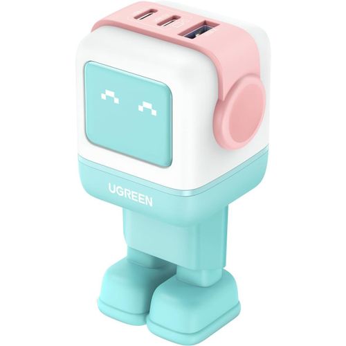 Uno 65w 3 Ports Chargeur Usb C Rapide Ganfast En Forme De Robot Mignon Compatible Avec Iphone 16 Pro Max Plus 15 14 13 12 11 Pixel Galaxy Pss 45w 25w S24 S23 Ipad Macbook Pro Air (Bleu Rosé)