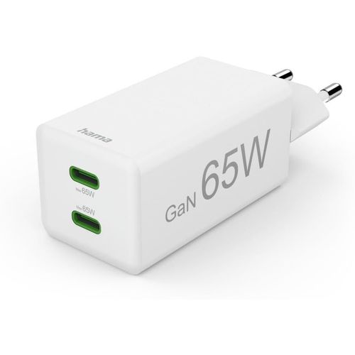 65w Chargeur Usb C Rapide Compatible Iphone, Samsung, Macbook - [Technologie Gan, Pd + Qc 3.0] [Recharge Optimisée] [2 Ports Usb C] Blanc