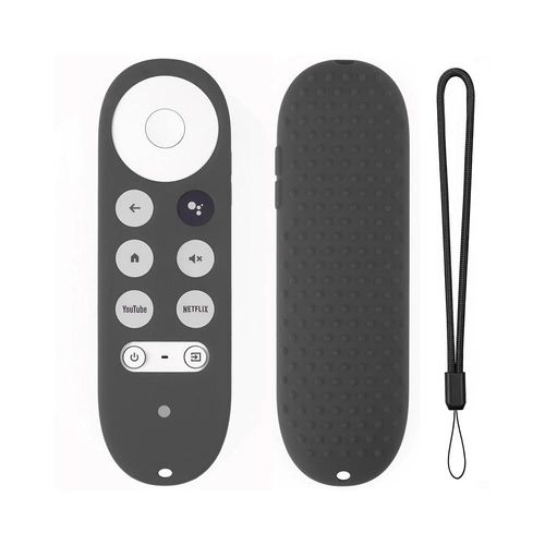 Coque en silicone souple antidérapante pour télécommande Chromecast. coque de protection pour télécommande vocale Google TV 2020--Gris foncé