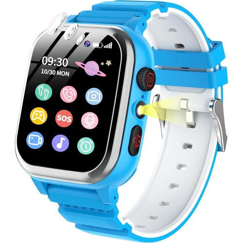 Montre Connectée Enfant 26 Jeux Podomètre Téléphone Sos Caméra Hd Vidéo Lecteur Mp3 Réveil Calories Digitale Smart Watch Montre Enfant Garcon Garçon Fille 3 4 5 6 7 8 9 10 Ans (Bleu)