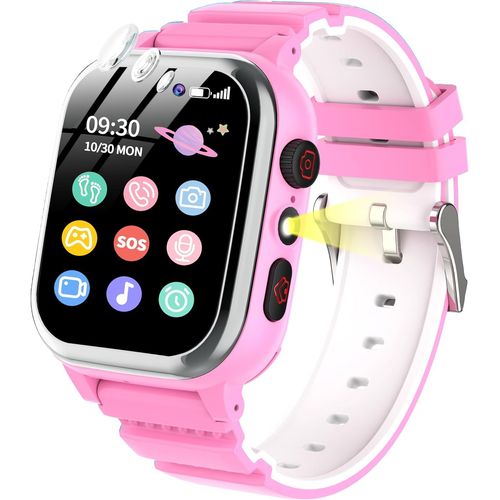 Montre Connectée Enfant 26 Jeux Podomètre Téléphone Sos Caméra Hd Vidéo Lecteur Mp3 Réveil Calories Digitale Smart Watch Montre Enfant Garcon Garçon Fille 3 4 5 6 7 8 9 10 Ans (Rose)