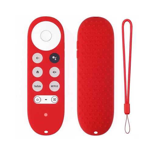 Coque en silicone souple antidérapante pour télécommande Chromecast. coque de protection pour télécommande vocale Google TV 2020--Rouge