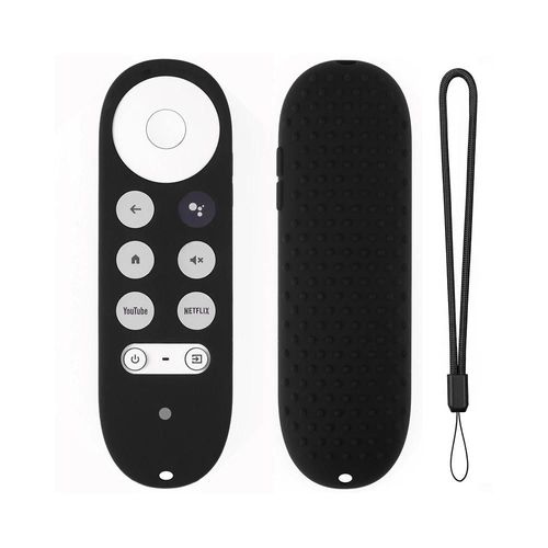 Coque en silicone souple antidérapante pour télécommande Chromecast. coque de protection pour télécommande vocale Google TV 2020--Noir